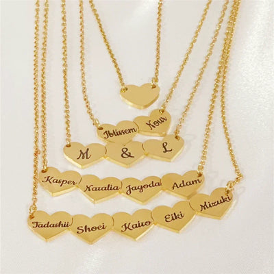 Engraved Customized Side ways Dainty Heart Pendant Necklace Personality Engraved Jewelry for Woman Girl Stainless Steel Gift