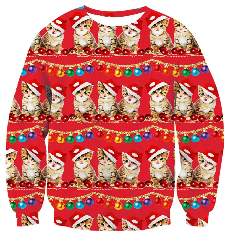 Ugly Christmas Sweater For Men Women Funny Novelty Xmas Sweatshirt 3d Printed Cartoon Animal Long Sleeve Pullover Hoodies Tops