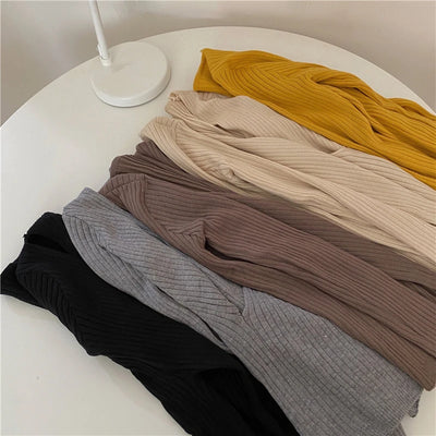 Autumn Winter Knitwear Tops Women Pullover Sweaters Fashion Female Long Sleeve Skinny Elastic Casual V-neck Knitted Shirts