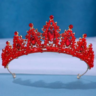 Handmade designer Crystal Crown Hair Accessories Tiara For Women Party Red Purple Rhinestone Bridal Crown New Hair Jewelry