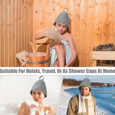 Sauna Hats Thicken Wool Felt Shower Cap Hair Turban Quickly Towel Drying Hats Felt Sauna Hat Men Dry Sauna Cap for Man