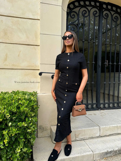 Knitted Dress Single Breasted Short Sleeve Women Dresses Solid Sexy Slim Fit Wrap Buttocks Spliced Buttons Ankle Length