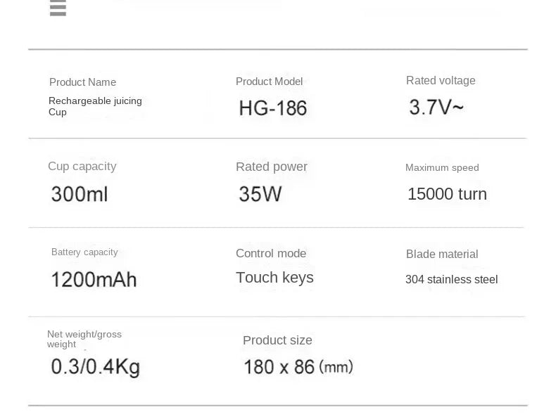 Portable Blender USB Rechargeable Mini Juicer Blender Household  Mixer Machine For Juices Shakes And Smoothies Juice Extractor