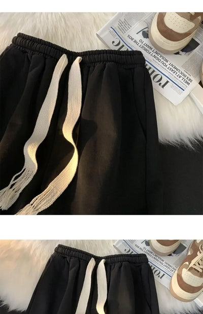 Solid Color Wide-leg Pants for Men New in Summer 2025 Loose and Versatile Sporty Mid-length Shorts Trendy