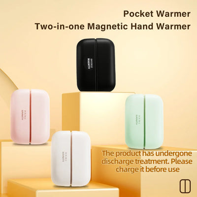 2 in 1 Magnetic Rechargeable Electric Hand Warmers Portable Ergonomic Compact Pocket Heater Tech Gifts for Outdoor Use