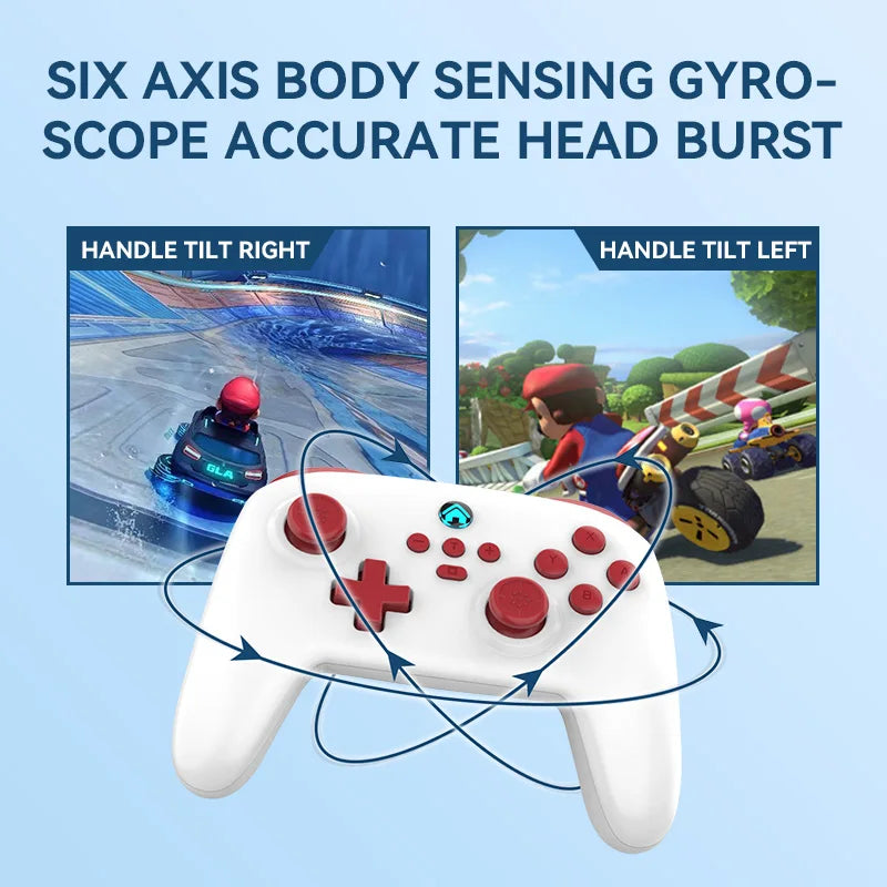 Wireless Gaming Controller for Switch/PC/Android/iOS Bluetooth 6-Axis Gamepad with Motor Vibration TURBO Wake-up Best Choice