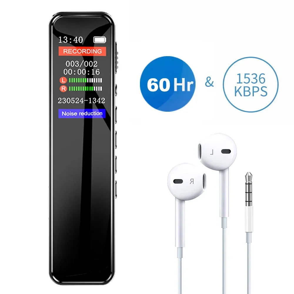 Digital Voice Recorder High-Quality Noise Reduction Record with Playback MP3 Music Player Activated Record 1536KBPS HD Recording