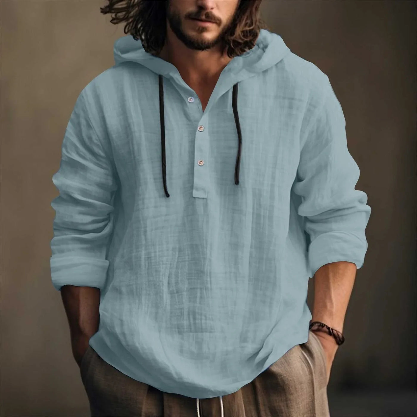 Men'S Sweatshirts Summer Cotton Linen Shirts Thin Long-Sleeved Hooded Tops For Men'S Clothing Spring Summer Casual Sweatshirts
