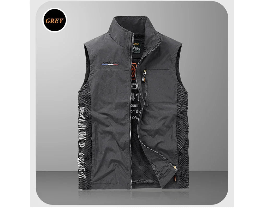 Summer Men's Work Vest Leisure outdoor Men Breathable Mesh Sports Waistcoat Man Photography Fishing Sleeveless Jackets Clothing