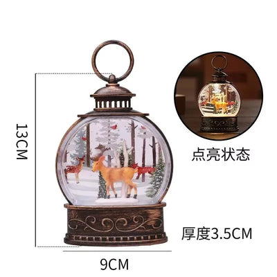 Christmas Snow Lantern Christmas Scene Lighted Snow Globes Swirling LED Snow Globe Christmas Light Up Snow Globe Lantern