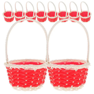 10pcs Mini Plastic Baskets Children Handheld Basket Small Storage Bins Woven Containers Picnic Easter Gift Baskets Home Decor