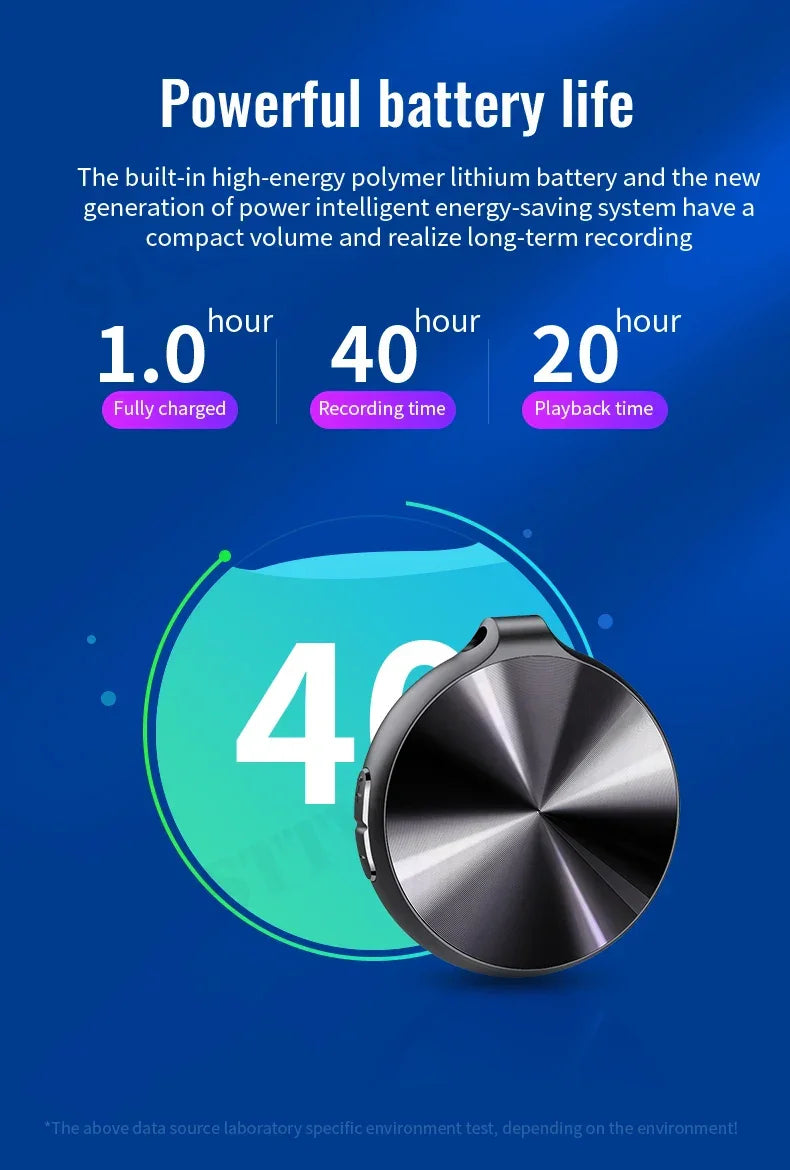 Voice Recorder Activated Recording Micro Dictaphone Digital Audio Smart Recorder MP3 Player Noise Reduction