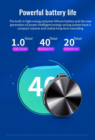 Voice Recorder Activated Recording Micro Dictaphone Digital Audio Smart Recorder MP3 Player Noise Reduction