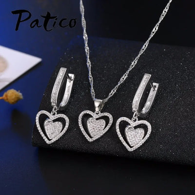 Wedding Jewelry Sets For Brides Fine Silver Drop Crystal Earrings Necklace Wedding Jewelry Genuine 925 Sterling Silver