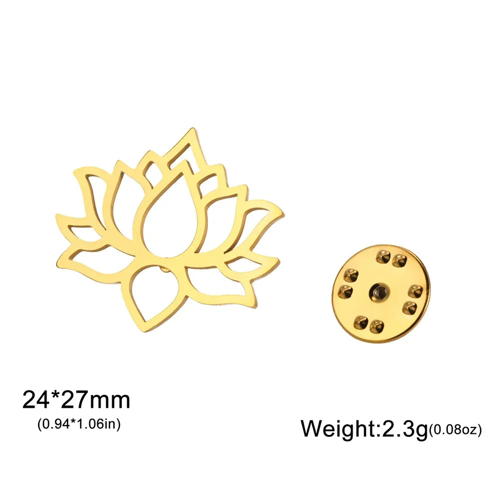 Dawapara Mandala Lotus Flower Brooch Lapel Pin Buddhism Spiritual Jewelry Fashion Stainless Steel Accessories