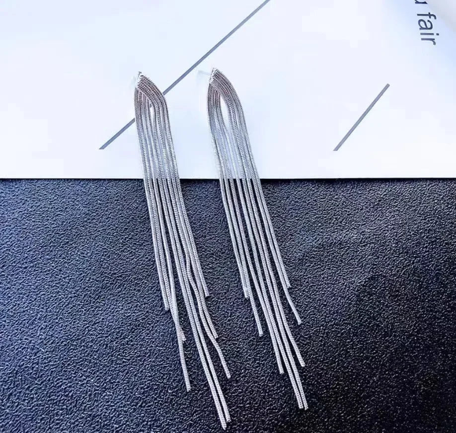 Fashion Statement Earrings Long Gold Color Statement Bling Tassel Earrings for Women Ms Wedding Daily Pendant Hot Jewelry Gift