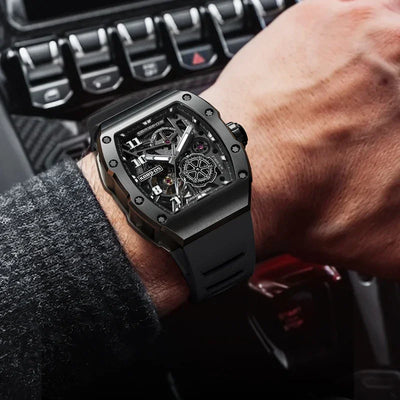 2025 Top Brand Original Automatic Watch for Men High-end Luxury Hollow Out Chronograph Waterproof Mens Mechanical Watches Reloj