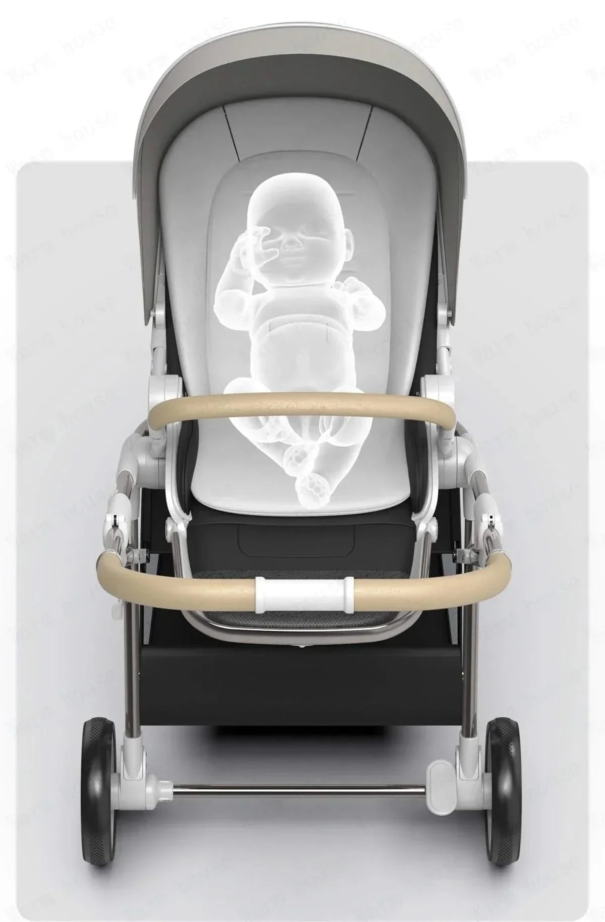 Portable High-view Baby Stroller Two-way Portable Baby Stroller Foldable Children's Four-wheel Baby Stroller 0-3 Years Old