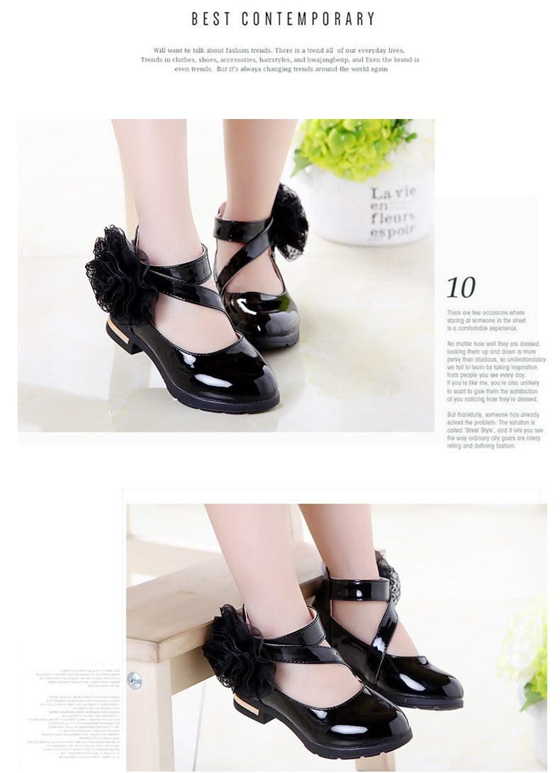 Light Heel Princess Flower Leather Shoes| Kids Girls Fashion Shoes | Children's Shoes |Party | Dress | Wedding | Dance