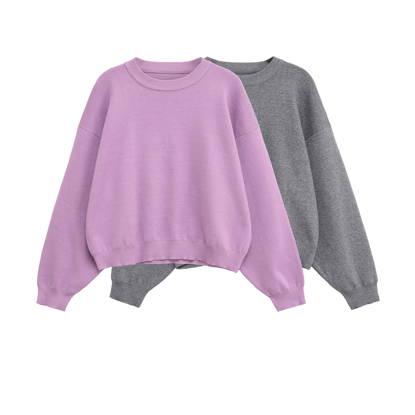 Women's clothing autumn new products simple casual and fashionable ribbed round neck long sleeve knitted sweatshirt