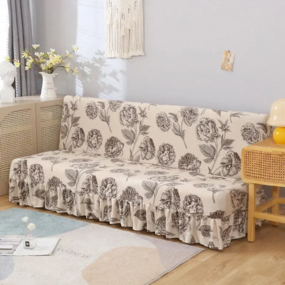 1/2/3Seater Sofa Bed Cover with Elastic Printing Seat Cover Armless Sofa Bed Cover Sofa Covers for Living Room Home Decor