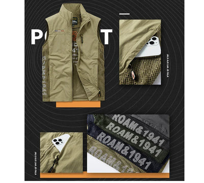Summer Men's Work Vest Leisure outdoor Men Breathable Mesh Sports Waistcoat Man Photography Fishing Sleeveless Jackets Clothing