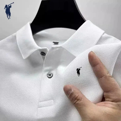 High end designer Brand Men's Polo Shirt 2025 Summer New Exquisite Horse Print Short Sleeve T-shirt Fashion Luxury Menswear Top