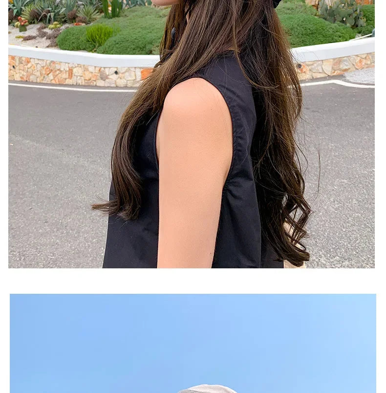 COKK Summer Hat Women Empty Top Foldable Sunhat Sunscreen Hats For Women Solid Color With Bow Ladies Hats Beach Cap Sun Hat