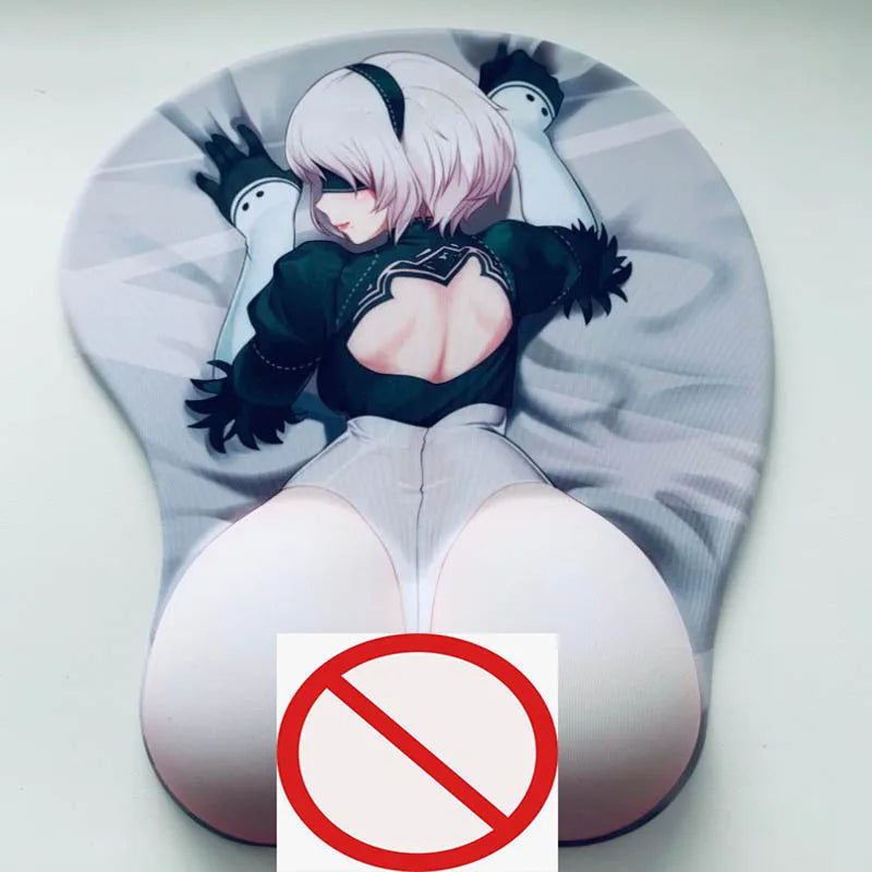 Non-slip 3D Cute Mouse Pad Anime Sexy Girl Nier 2B 3D Hip Soft Mouse Pads with Wrist Rest Gaming Mousepad Mat for LOLCSGO 26*22