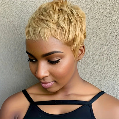 Short human hair wigs Pixie Cut Wigs Human Hair For Black Women With Bangs Brazilian Virgin Hair Cheap Wig machine made