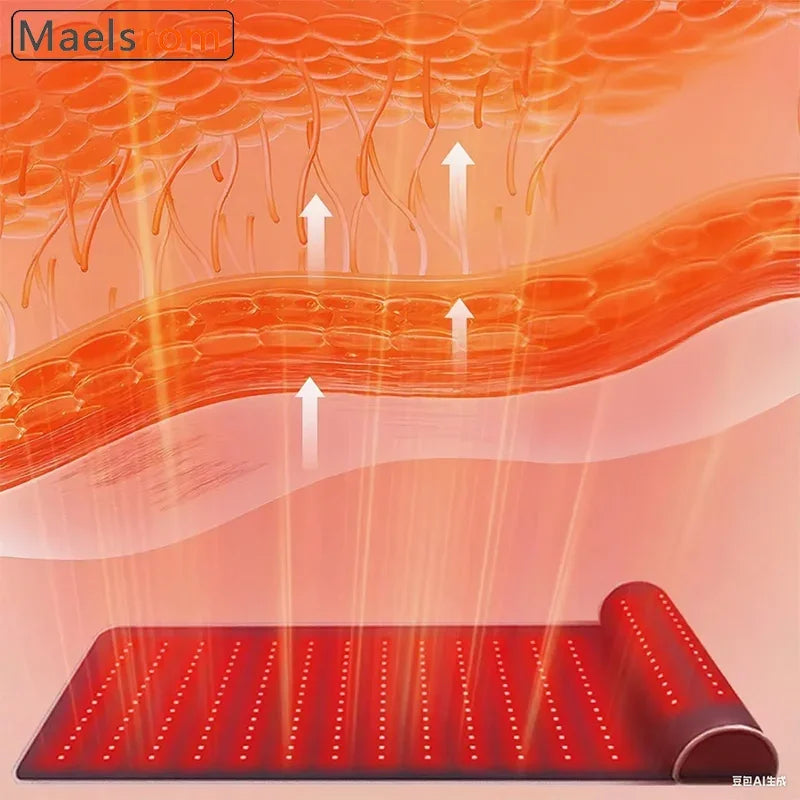 Red Light Therapy Mat with Ergonomic Neck Support & Far Infrared Heating - Full Body Pain Relief for Home & Clinical Use - 675