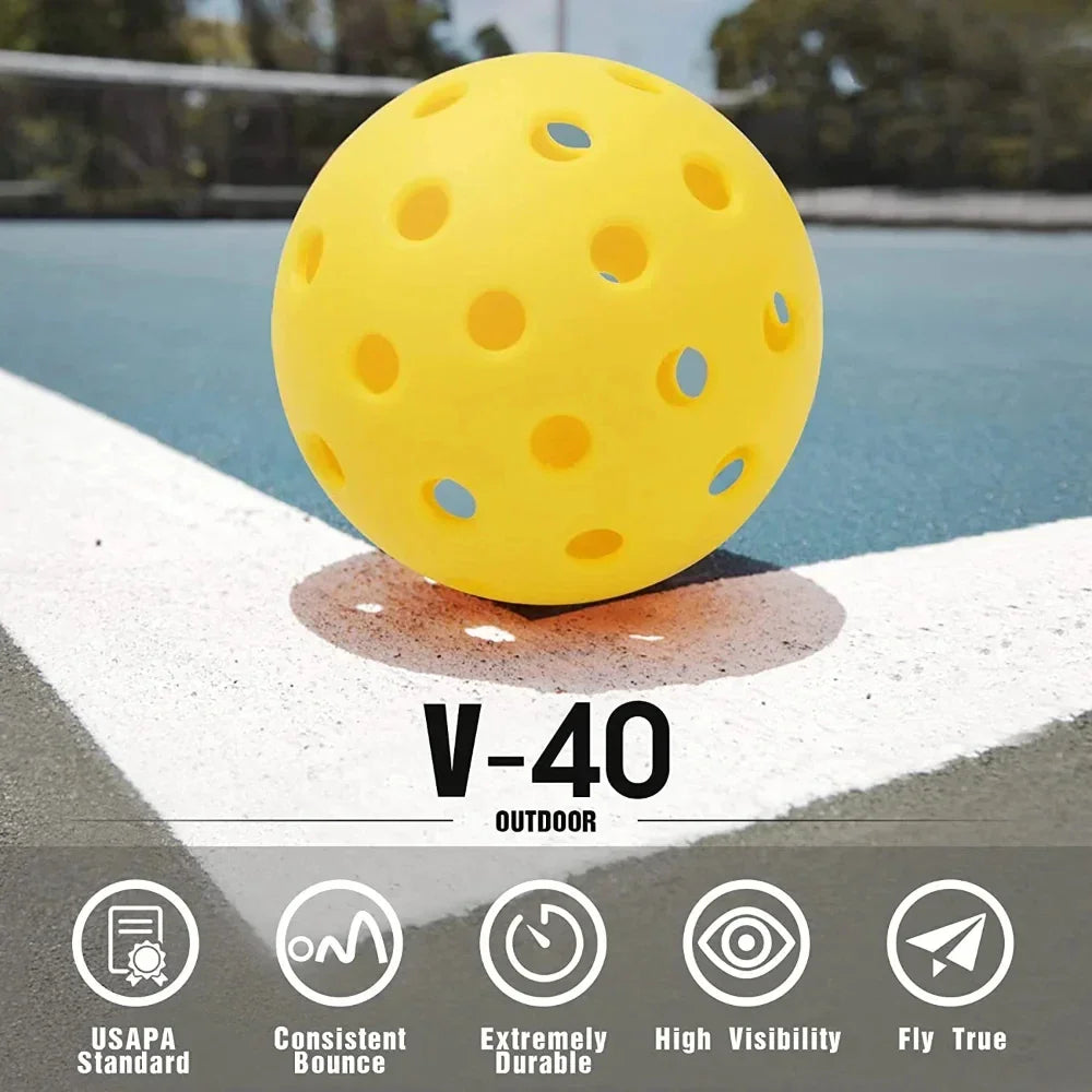 Pickleball 74MM Durable 40 Holes Outdoor 12Pcs Pickleballs 26g Outdoor for Competition pickleball Packs of Pickleballs