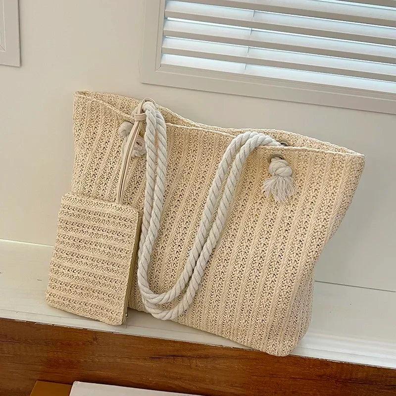 Designer women handbags fashion large capacity straw tote bag summer beach casual bali big purse