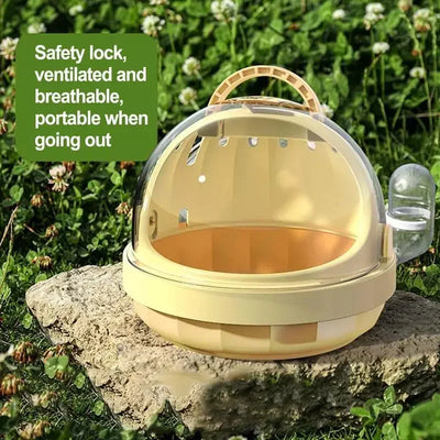 Lightweight PP Pet Carrier with Water Feeder Travel Cage for Hamster Guinea Pig Hedgehog Ferret Accessories