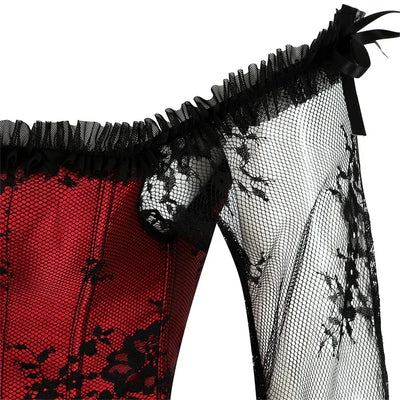 Women's Corset Gothic Style Corsets Lace-up Bustier with Sleeves Breathable Bodyshaper Corsetto Medieval Dance Party Costumes