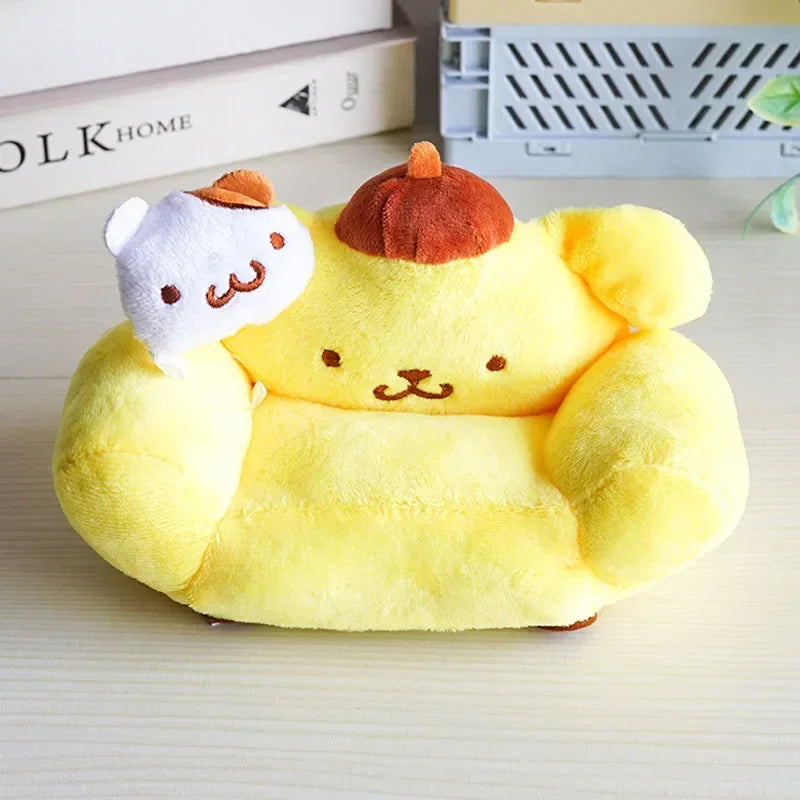 Labubu Doll Mini Sofa with Storage Bag Kawaii 17cm V1 V2 Labubu Transparent Crossbody Bag Cute Plush Doll Accessories Toy Gifts