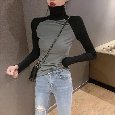 Women's Turtleneck Red Crop Top