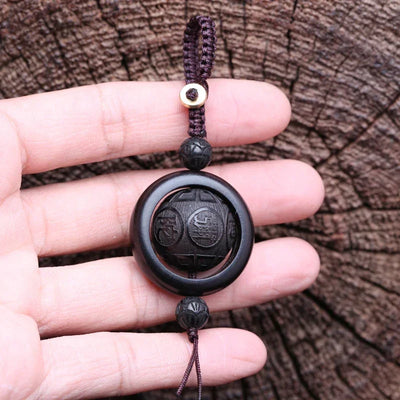 Handmade Original Tibetan Buddhism Ebony Keychain Handmade Retro Wooden Keychain