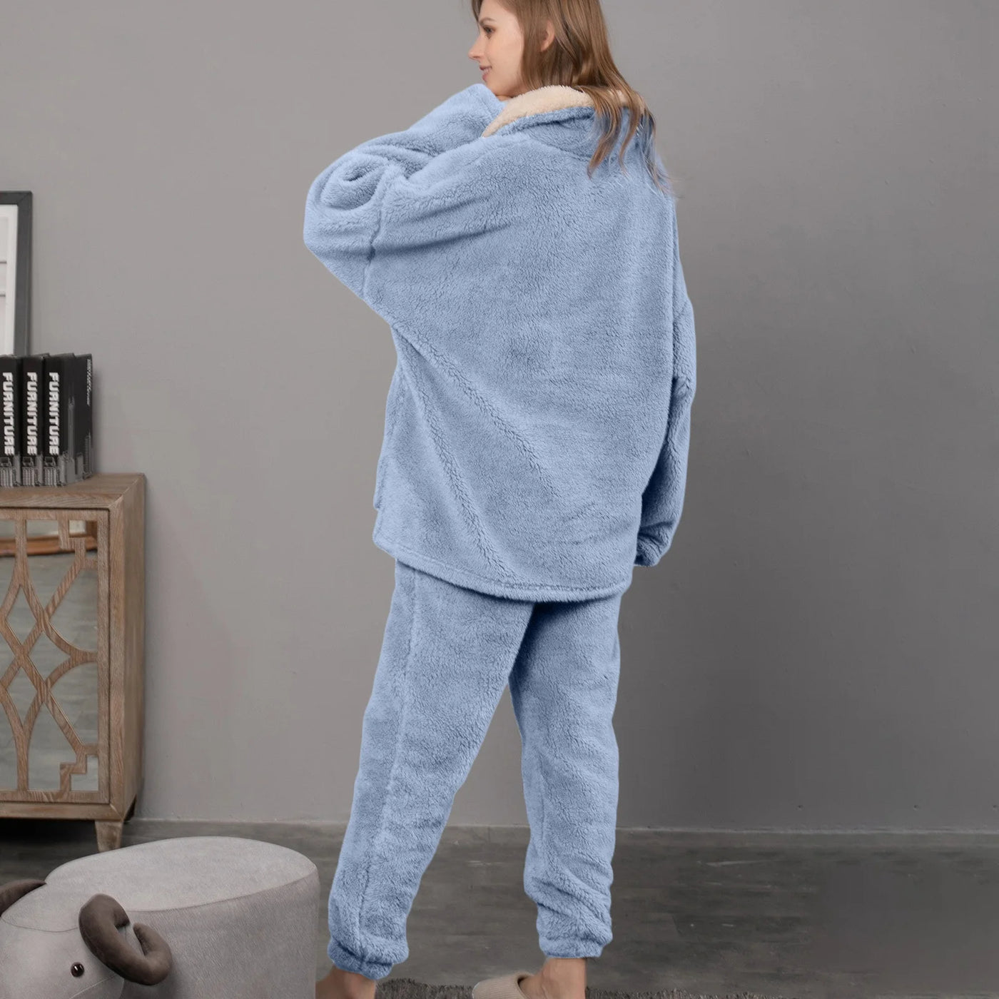 Coral Fleece Adult Blanket Pajamas Women Fall/winter Flannel