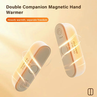 2 in 1 Magnetic Rechargeable Electric Hand Warmers Portable Ergonomic Compact Pocket Heater Tech Gifts for Outdoor Use