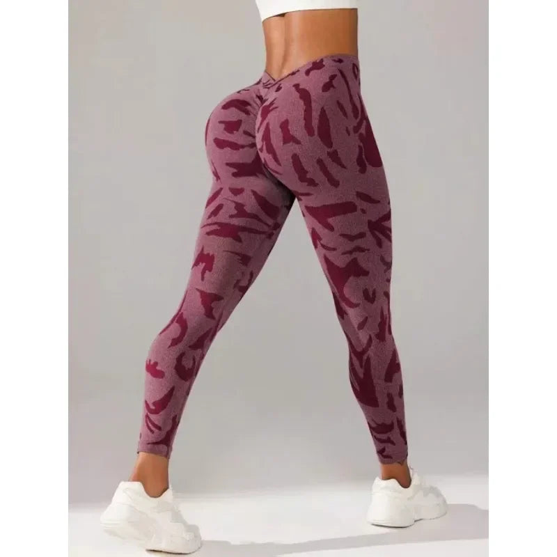 Women V-waist Printed Seamless Leggings