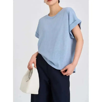 Women's Linen Round Neck Transparent Tops