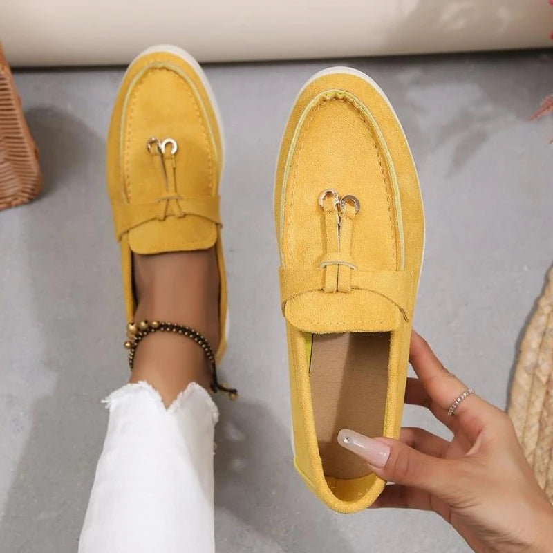 Women's Fashion Flat Casual Shoes Faux Suede Elegant Loafers Design Breathable Slip on Shoes Autumn Casual Business Women Shoes