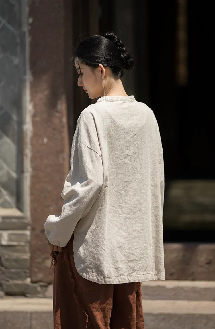 Women's Literary Vintage Ramie Linen Tops