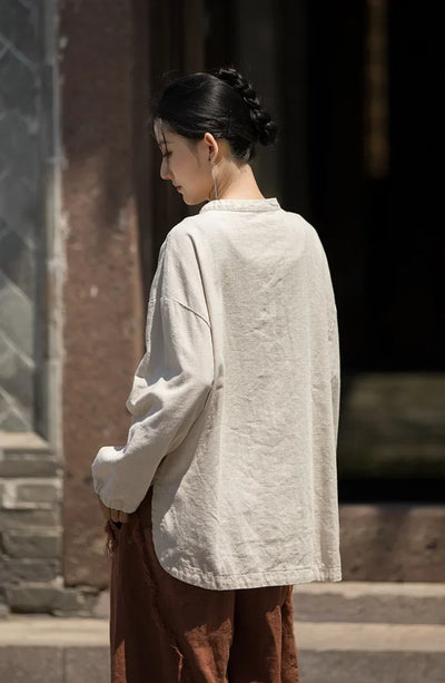 Women's Literary Vintage Ramie Linen Tops