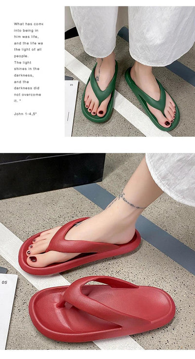Women's Classy Flip-Flops for Women, Summer Flip-Flops for Beach Couples, New Thick-Soled Outer Wear Sandals for Men, Bathroom Bathing Non-Slip Slippers