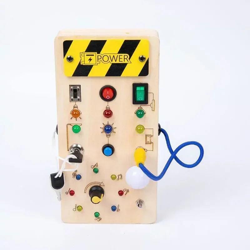 Montessori busy board sensory toys wooden with led light switch control travel activities children games for 2-4 years