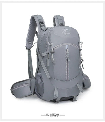 Fashionable and Wear-Resistant Outdoor Travel Backpack, Black and Red Contrasting Color Large-Capacity Mountaineering Bag with Waterproof Cover