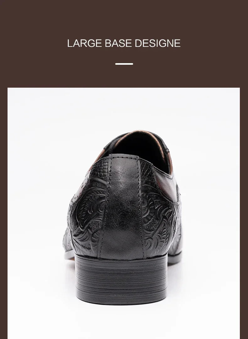 Handmade Mens Wedding Dress Brogue Shoes Genuine Leather Lace-up Latest Design Fashion Casual Shoes Man Pointed Dress Shoes