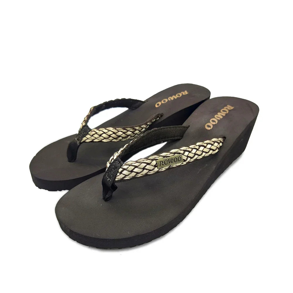 Fashion Clip Toes Flip Flops Women Wedge Sandals Summer Casual Beach Slippers Waterproof 5cm Platform Sandals Female Footwear